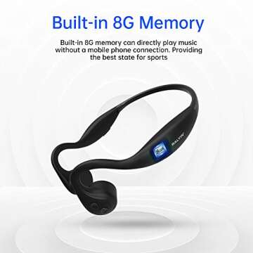 Ralyin Bone Conduction Headphones, Open Ear Headphones with Mic,Built in 8GB Memory SD Card Noise Cancellation Earphones for Cycling Running Driving Gym