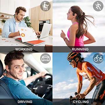 Ralyin Bone Conduction Headphones, Open Ear Headphones with Mic,Built in 8GB Memory SD Card Noise Cancellation Earphones for Cycling Running Driving Gym