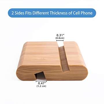 LIFATION Bamboo Phone Stand Stylish Cellphone Holder for Desk Wood Smartphone Stand with Natural Design