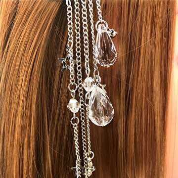 QTMY Moon Rhinestone Tassel Hair Clip - Elegant Crystal Jewelry