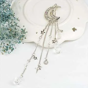 QTMY Moon Rhinestone Tassel Hair Clip - Elegant Crystal Jewelry