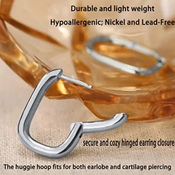 Chunky Silver Hoop Earrings Set 14K Gold Plated Hypoallergenic Jewelry