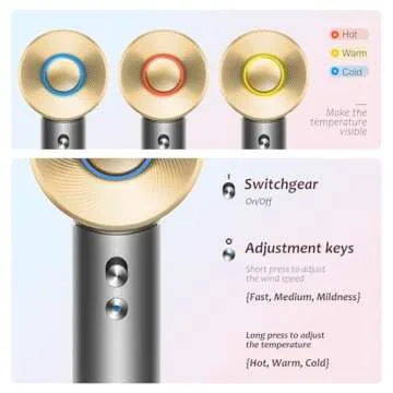 Brushless Powerful Hair Dryer, 1600W 110,000 RPM Fast Drying High Speed Low Noise Blow Dryer with Negative Ion Technology, Portable Lightweight with Diffuser and Nozzle for Home Salon Travel, Grey