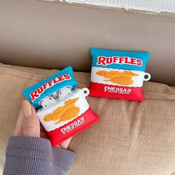 Cute 3D Funny Ruffles Cartoon Soft Silicone Cover, Kawaii Cool Keychain Design Skin, for Girls Children and Boys for Airpod 1/2 Case