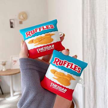 Cute 3D Funny Ruffles Cartoon Soft Silicone Cover, Kawaii Cool Keychain Design Skin, for Girls Children and Boys for Airpod 1/2 Case