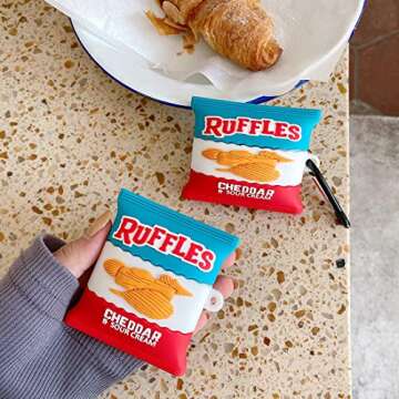 Cute 3D Funny Ruffles Cartoon Soft Silicone Cover, Kawaii Cool Keychain Design Skin, for Girls Children and Boys for Airpod 1/2 Case