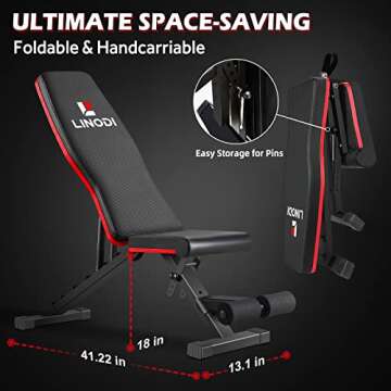 LINODI Weight Bench, Adjustable Strength Training Benches for Full Body Workout, Multi-Purpose Foldable Incline Decline Home Gym Bench