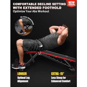 LINODI Weight Bench, Adjustable Strength Training Benches for Full Body Workout, Multi-Purpose Foldable Incline Decline Home Gym Bench