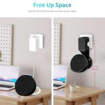ZUOLACO Wall Mount Holder for Echo Pop, Outlet Hanger Stand for Echo Pop, Built-in Cable Management