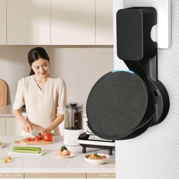 ZUOLACO Wall Mount Holder for Echo Pop, Outlet Hanger Stand for Echo Pop, Built-in Cable Management