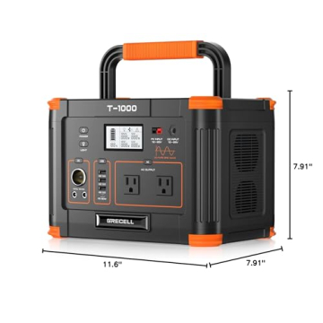GRECELL 999Wh Solar Generator 1000W Portable Power Station