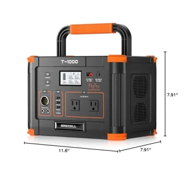 GRECELL 999Wh Solar Generator 1000W Portable Power Station