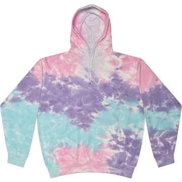Colortone Tie Dye Pullover Hoodie for Women and Men, Cotton Candy, Medium
