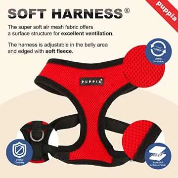 Puppia Soft Dog Harness Adjustable Mesh Comfortable Fit