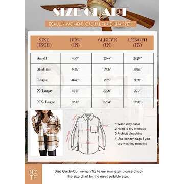 Beaully Womens Casual Plaid Brushed Flannel Button Down Pocketed Shirt Jacket Shackets Coats 6025 Kahki X-Large