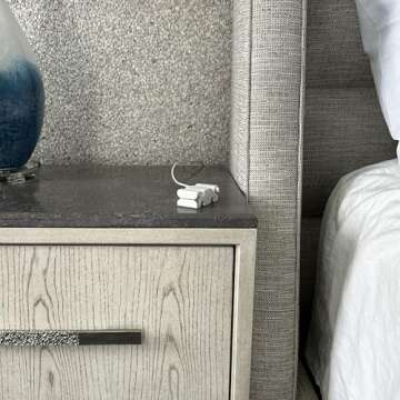 CordBrick Weighted Cord Holder for Nightstand - Phone Charger Cable Management for Travel, Phone Accessory, Stocking Stuffers for Adults - Multipurpose Gift for Home, Office, Silicone (Light Gray)