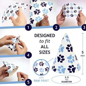 Cloudy Come CoN Dog Birthday Boy Bandana with Paw Print Party Cone Hat and 10 Balloons - Great Dog Birthday Outfit and Decoration Set - Perfect Dog or Puppy Birthday Gift