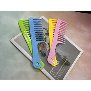 4 Pcs Wide Tooth Comb for Curly Hair,Long Hair,Wet Hair,Detangling Comb Large