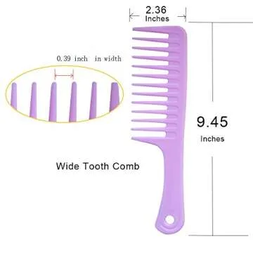 4 Pcs Wide Tooth Comb for Curly Hair,Long Hair,Wet Hair,Detangling Comb Large