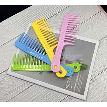 4 Pcs Wide Tooth Comb for Curly Hair,Long Hair,Wet Hair,Detangling Comb Large