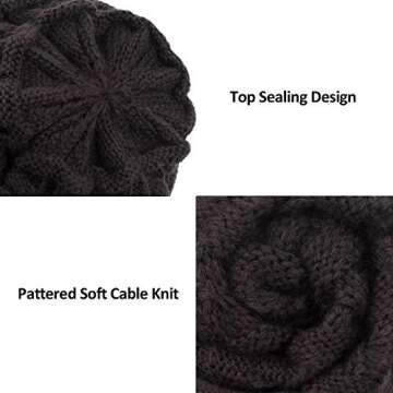 ViGrace Kids Winter Knit Hat Warm Fleece Lined Hats Children Cable Baby Beanie Skull Cap for Girls Boys