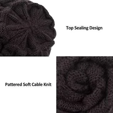 ViGrace Kids Winter Knit Hat Warm Fleece Lined Hats Children Cable Baby Beanie Skull Cap for Girls Boys