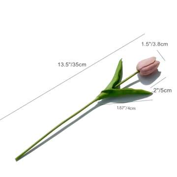 Mandy's 20pcs Light Pink Flowers Artificial Tulip Silk Fake Flowers 13.5" for New Year Spring Mother...