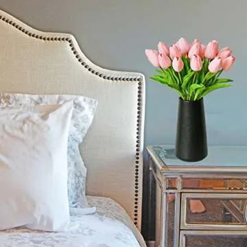 Mandy's 20pcs Light Pink Flowers Artificial Tulip Silk Fake Flowers 13.5" for New Year Spring Mother's Day Easter Valentine’s Day Gifts in Bulk Home Kitchen Wedding Decorations