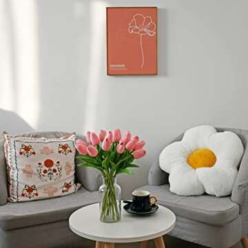 Mandy's 20pcs Light Pink Flowers Artificial Tulip Silk Fake Flowers 13.5" for New Year Spring Mother's Day Easter Valentine’s Day Gifts in Bulk Home Kitchen Wedding Decorations