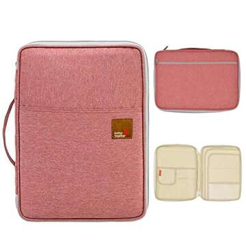 mygreen Multi-functional A4 Document Bags Portfolio Organizer-Waterproof Travel Pouch Zippered Case for Ipads, Notebooks Documents (Salmon Pink)