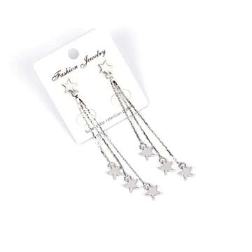 Meteor Star Pendant Earrings for Women Jewelry Gold Silver Lucky Star Dangle Earrings Long Tassel Drop Earrings