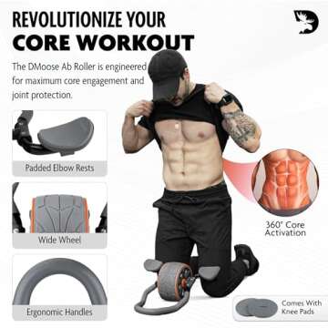 DMoose Fitness Ab Roller Wheel with Elbow Support | Perfect Abs Workout Equipment for Home and Gym