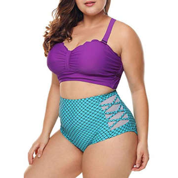 Dearlove Plus Size Strappy Scalloped Bikini Swimsuit