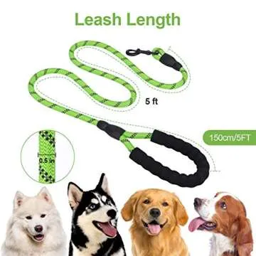Petmegoo Heavy Duty 5ft Dog Leash for Safety & Comfort