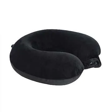 Makimoo Travel Neck Pillow, Top Memory Foam Pillow for Head Support, Ideal for Airplanes, Cars, and Home Recliners, Adjustable and Soft (Black)