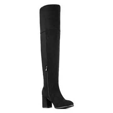 DREAM PAIRS Women's Black Stretch Suede Over The Knee Boots Size 8.5 B(M) US