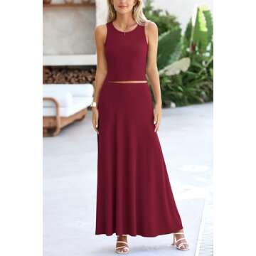 PRETTYGARDEN Women's Maxi Skirt Two Piece Set - Summer Style