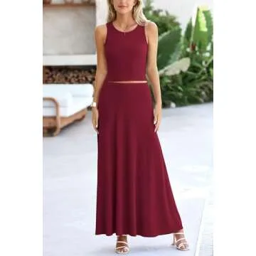 PRETTYGARDEN Women's Maxi Skirt Two Piece Set - Summer Style