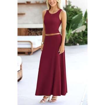 PRETTYGARDEN Women's Maxi Skirt Two Piece Set - Summer Style