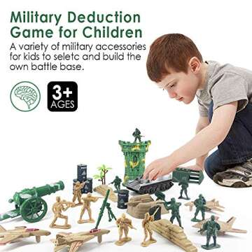 Divwa Army Men Toys for Boys 8-12, Military Soldier Army Base 160 Pcs Set Including WW2 Khaki Green Plastic Army Men Figure and Accessories with Handbag for Kid Boy Toddler Age 6-12 8-12