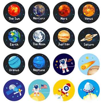 600 PCS Solar System Stickers in Rolls with Perforation Line. Perfect for Toddlers and Kids. 1.5” ...