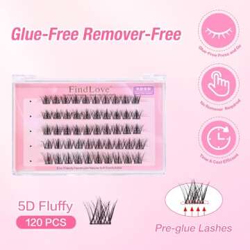Stick on Lashes Self Adhesive Press on Glueless Gluefree Lash for Women No Glue Needed Natural Eyela...