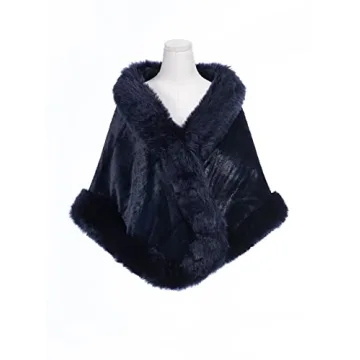 BEAUTELICATE Faux Fur Shawl Wrap Elegant Warm Stole