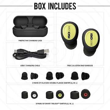 ISOtunes Free 2.0 Listen Only: True Wireless Bluetooth Hearing Protection, No Microphone (for Workplace Compliance), Improved 25 dB Noise Reduction Rating, 79 dB Audio Output, OSHA Compliant