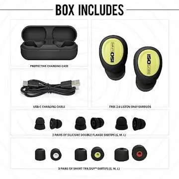 ISOtunes Free 2.0 Listen Only: True Wireless Bluetooth Hearing Protection, No Microphone (for Workplace Compliance), Improved 25 dB Noise Reduction Rating, 79 dB Audio Output, OSHA Compliant