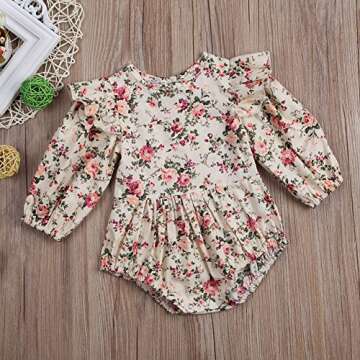BiggerStore Infant Baby Girl Twins Long Sleeve Ruffles Romper Bodysuit Outfit Clothes
