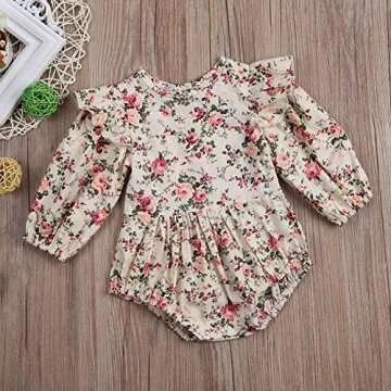 BiggerStore Infant Baby Girl Twins Long Sleeve Ruffles Romper Bodysuit Outfit Clothes