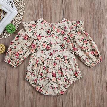 BiggerStore Infant Baby Girl Twins Long Sleeve Ruffles Romper Bodysuit Outfit Clothes