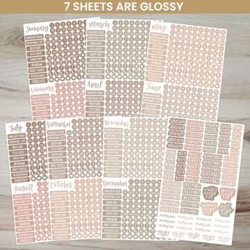 bloom daily planners Calendar Essentials Planner Stickers - 8 Sheets, 1629 Stickers Per Pack! - Colo...
