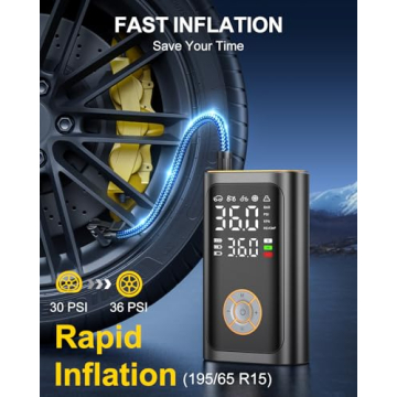 Ripom Tire Inflator Portable Air Compressor - Fast Inflation Cordless Air Pump for Car Tires, 150PSI...